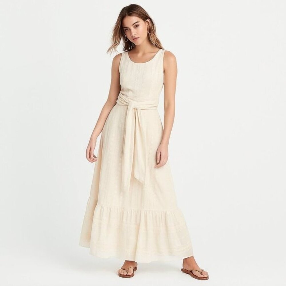 VINTAGE Cream Floral Eyelet Maxi gown Wedding Maxi dress cottagecore boho